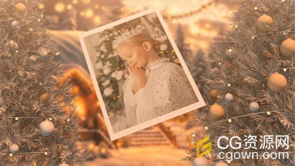 3D圣诞场景中展示照片视频相册动画-AE模板