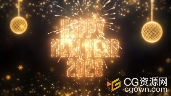 庆祝2026新年视频片头烟花粒子动画AE模板