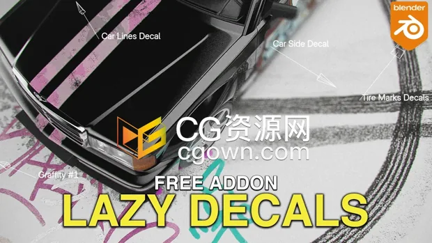 Blender插件Lazy Decals V1.0一键图案贴花工具