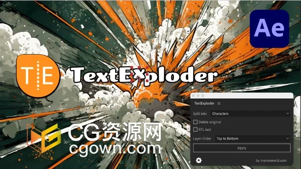 AE脚本TextExploder v3.0.002文字分割分离成单独图层工具-CG资源网 AE脚本TextExploder v3.0.002文字分割分离成单独图层工具