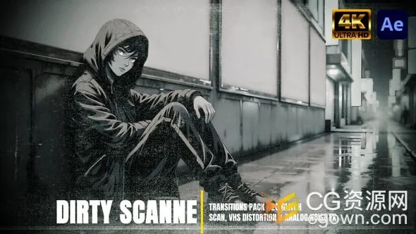 20组故障扫描线VHS噪点失真效果转场特效动画AE模板