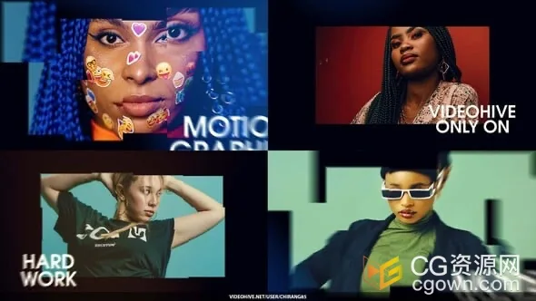 图片集幻灯片3D拼贴动画时装秀开场视频动画AE模板