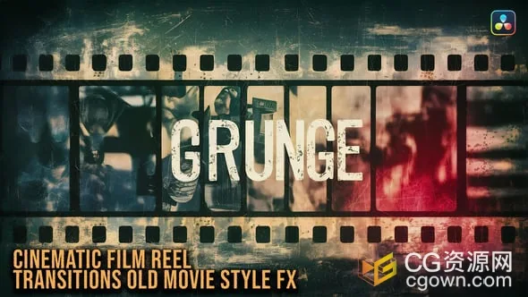 达芬奇Resolve模板老电影风格特效胶片转场动画效果