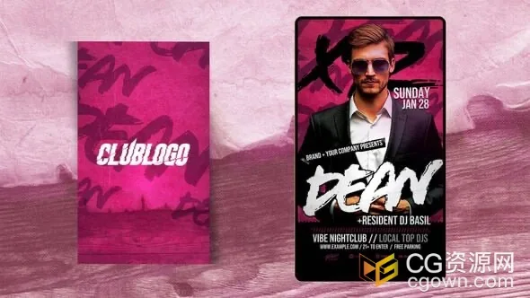 现代霓虹动态图形音乐会DJ传单短视频AE模板