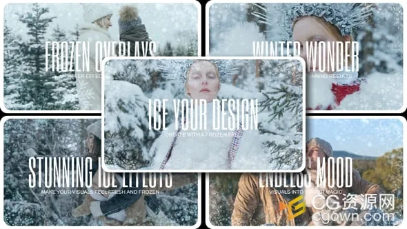 寒冷冻结雪花效果画面叠加动画预设AE模板下载