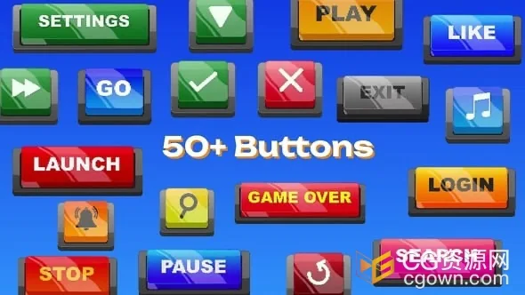 老游戏低像素风格按钮图形动画AE模板下载