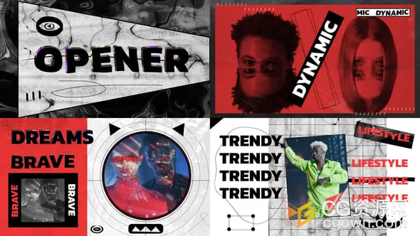 黑酷创意时尚开场宣传视频片头动画AE模板