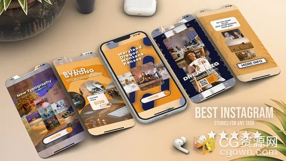 竖版滑块旋转木马展示照片动画短视频AE模板