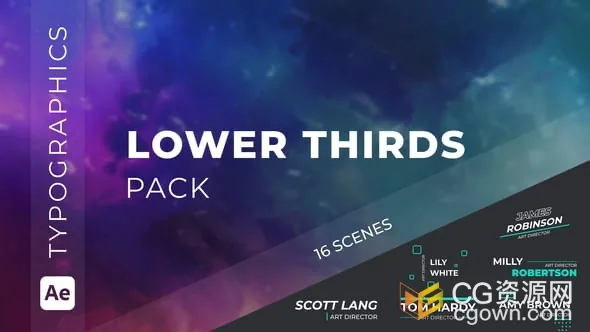 16组简约设计文字标题字幕条动画AE模板下载