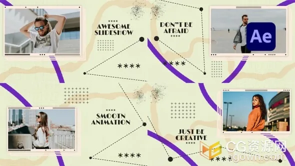 旅行标志性艺术照片介绍vlog视频片头AE模板