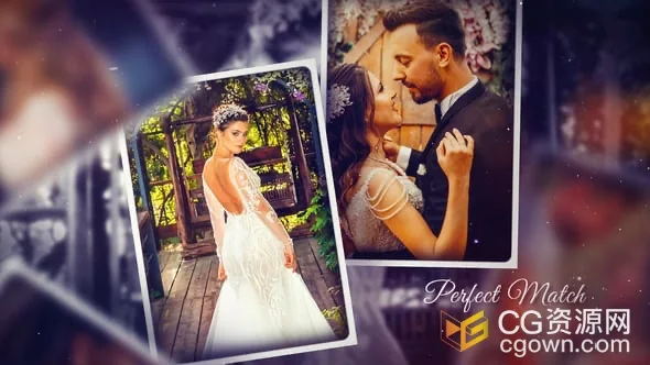 AE模板婚礼照片幻灯片动画视频相册创建+背景音乐