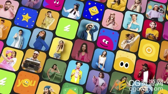 网格照片墙动画视频片头AE模板下载