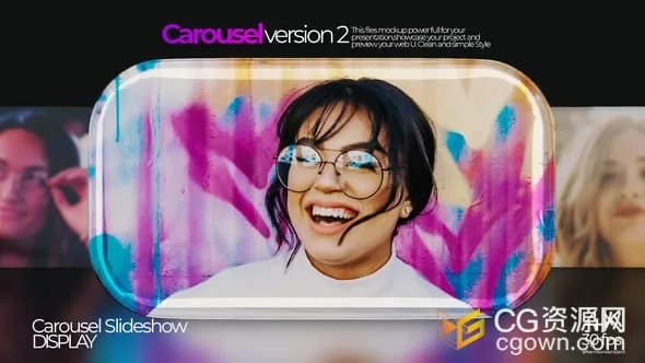 4K分辨率旋轉(zhuǎn)木馬動畫展示照片幻燈片視頻AE模板