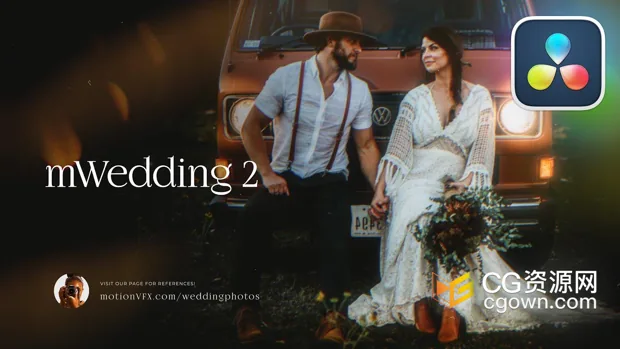 DR达芬奇插件mWedding 2婚礼视频剪辑字幕条标题转场特效工具包