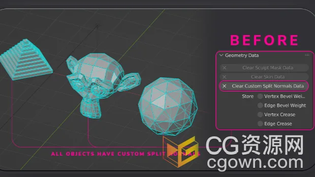 Blender插件Helper Ops V1.0.5法线清除Clear All Selected Custom Split Normals