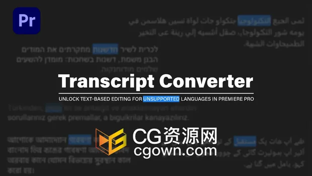 PR脚本Transcript Converter V1.0增强原生文本编辑器+视频教程