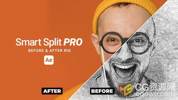 演示前后效果对比展示动画视频AE模板Smart Split Pro