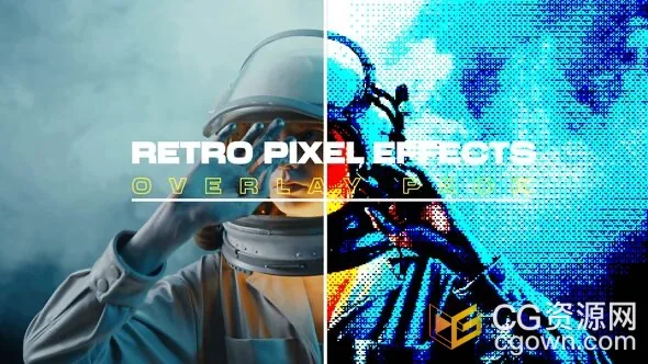 模拟复古半色调像素效果画面特效-PR模板下载