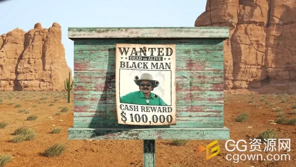 西部通缉犯海报射击动画介绍视频AE模板