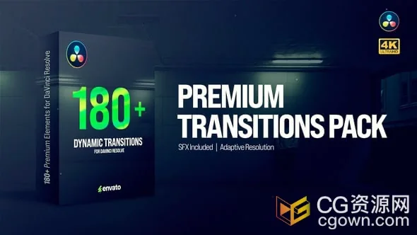 DR达芬奇插件-180组视频转场特效分割缩放全景失真扭曲效果