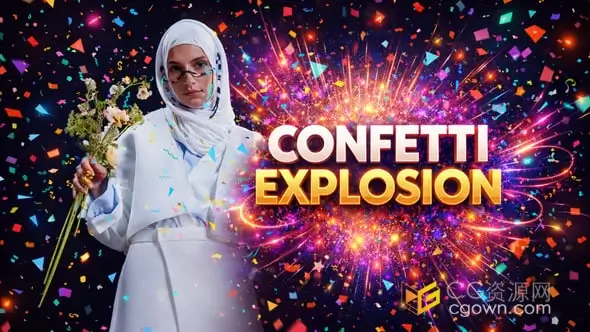 DR达芬奇模板-庆祝视频色彩斑斓彩纸碎屑爆炸元素