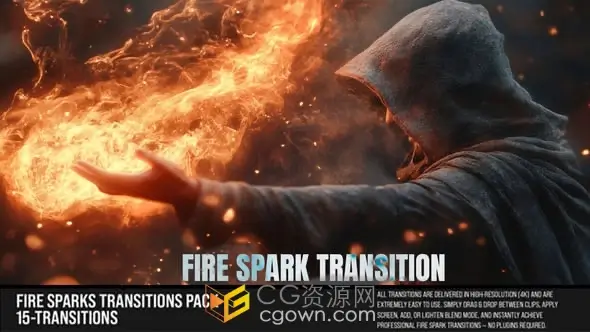火焰燃烧灰尘划痕特效视频转场FCPX插件Fire Sparks Transitions