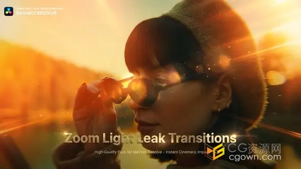 DR达芬奇插件-缩放动画叠加漏光视频转场效果