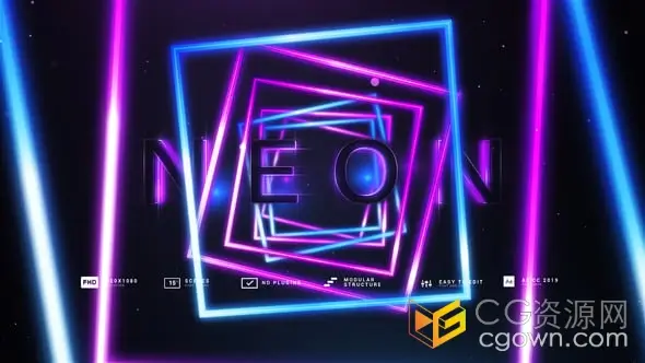 图形霓虹风格场景设计介绍视频动画-AE模板