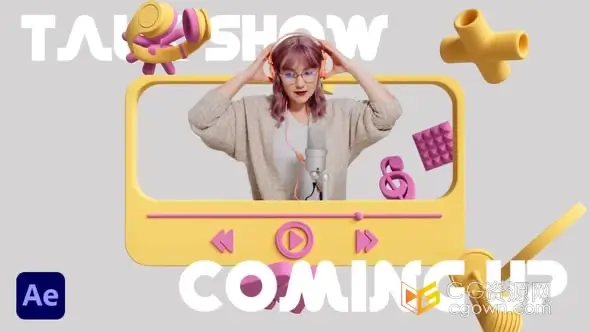 3D场景播客工作室介绍动画视频-AE模板下载