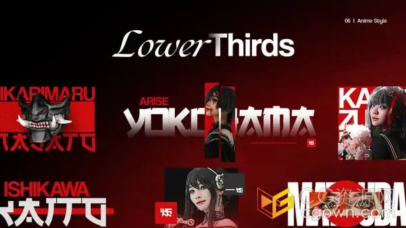 6组设计日本动漫风格文字标题动画效果-AE模板