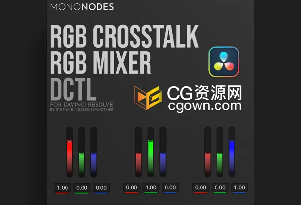 达芬奇插件RGB Crosstalk DCTL v2.0色彩RGB通道混合串扰控制调色节点预设