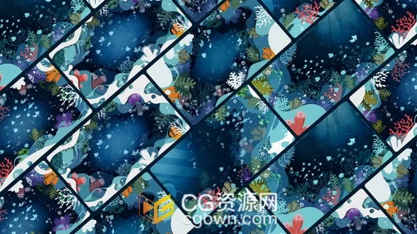 海洋生物海底插画图形动画背景视频素材AE模板