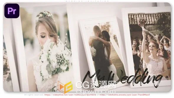 婚礼请柬婚纱照片幻灯片浪漫视频相册PR模板