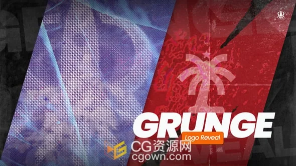 复古粗粝质感风格动态标志动画AE模板Grunge Logo Reveal