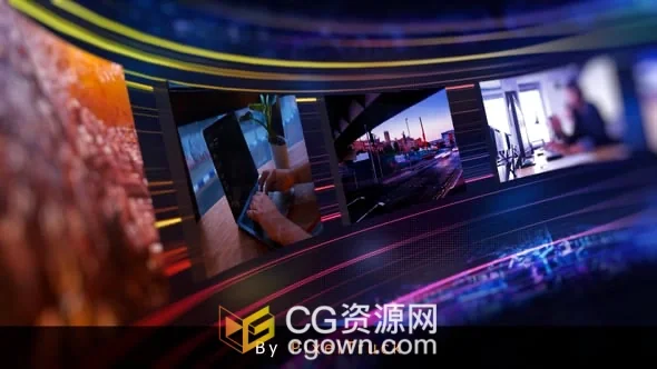 3D环绕视频墙循环动画4K分辨率AE模板