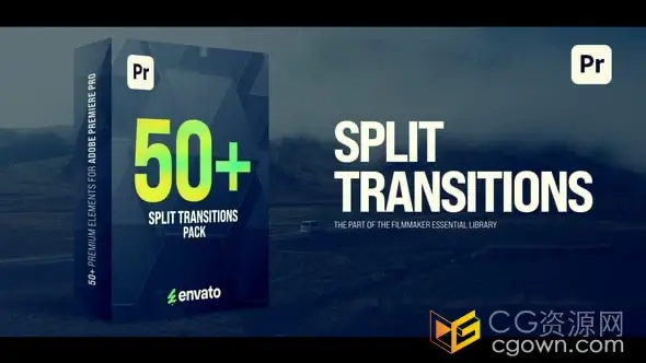 Premiere分割转场漏光叠加效果视频过渡动画模板