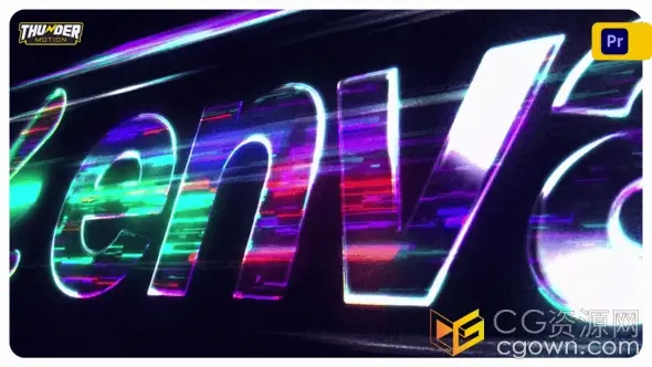 4K分辨率赛博朋克霓虹灯美学LOGO动画视频片头PR模板