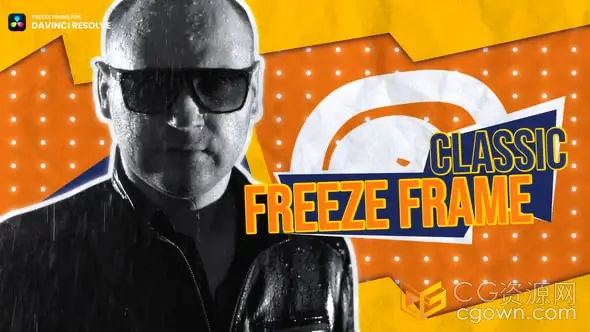 DR达芬奇插件-经典定格画面介绍视频动画模板Classic Freeze Frame