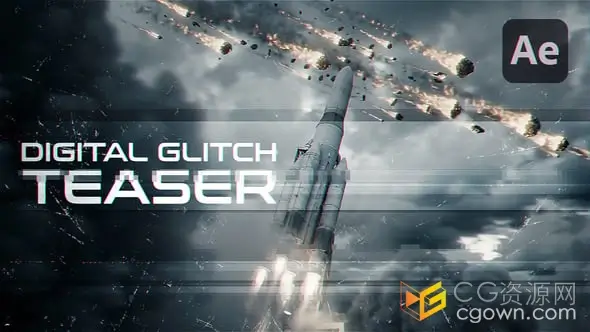 科幻预告片游戏宣传片故障动画视觉冲击力AE模板