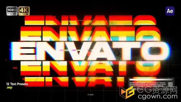 12组RGB故障文本预设文字标题动画AE模板