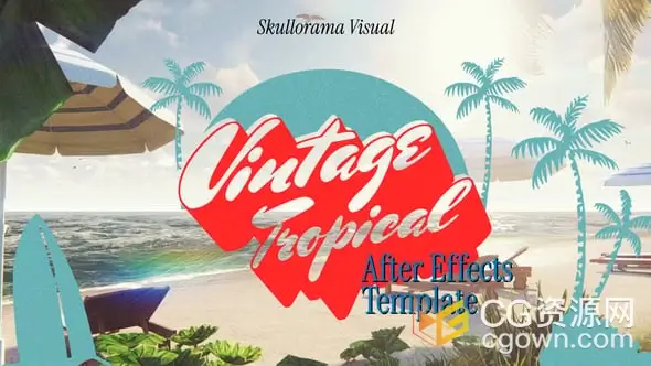 12种复古设计海滩假期旅游度假村宣传文字标题动画AE模板