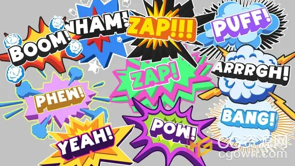 10个综艺节目视频卡通字幕动画AE模板下载