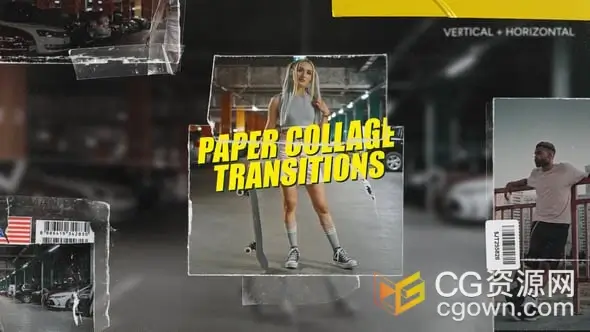 纸质拼贴动画特效视频转场AE模板下载