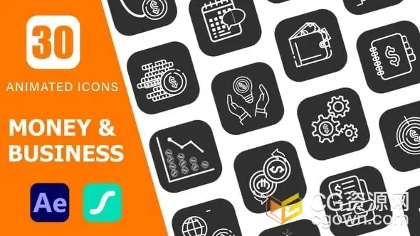30个金钱符号与商业主题图标动画AE模板-CG资源网 30个金钱符号与商业主题图标动画AE模板
