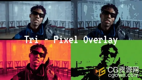 视频生成像素风格化特效AE模板Tri Pixel Overlay