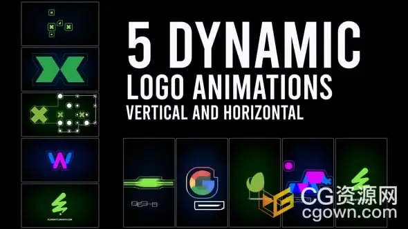 5组动态图形设计LOGO动画视频AE模板