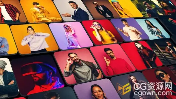 创意设计动态展示网格排版照片墙动画视频片头AE模板