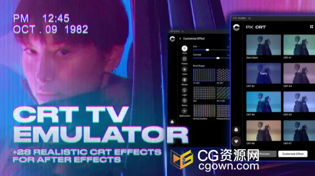 AE脚本CRT TV Emulator 1.0.0模拟复古老电视机视觉特效+视频教程