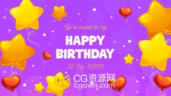 AE模板生日快乐照片视频相册+背景音乐
