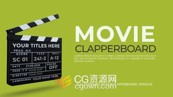 电影3D场记板模型展示动画AE模板